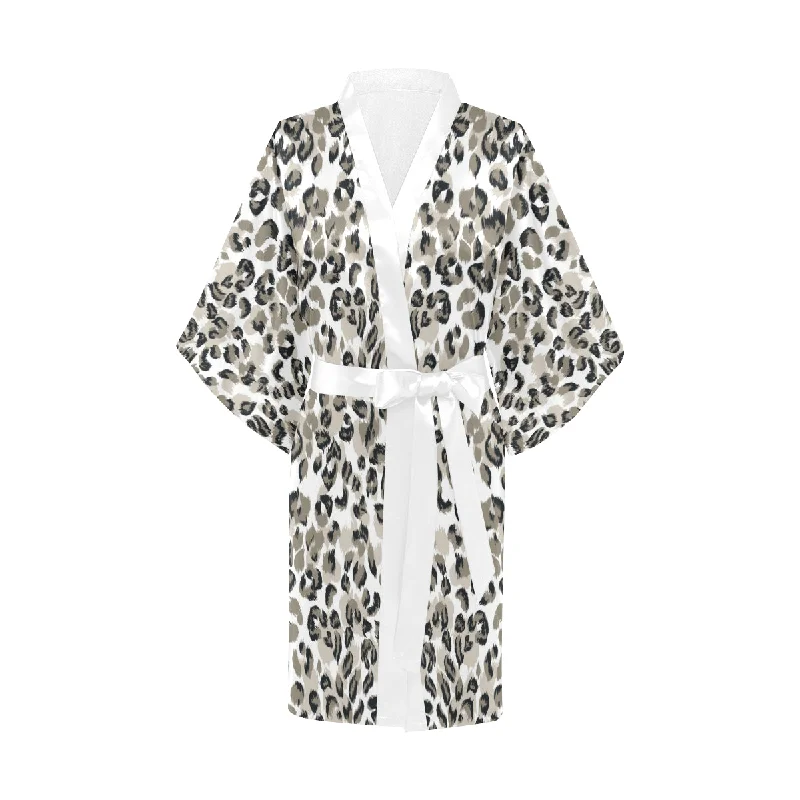 Leopard skin print pattern Women's Short Kimono Robe